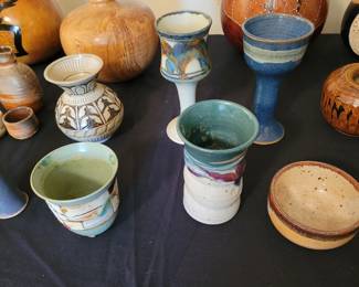 Pottery signed Potsmiths Ireland, Dave Barkby maple wood bowl, McKinnon