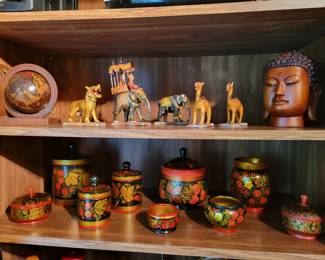 Russian Boxes & India Carved Animals