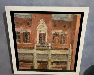 "La Rose Building" Original Oil on Board Signed by Jonathan Lux 12" x 12"