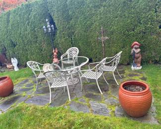 White patio table and chairs