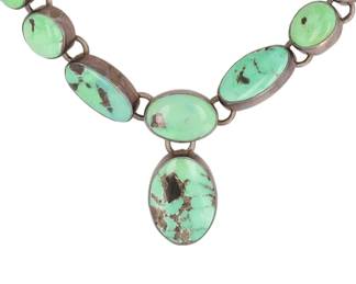 Sharon Sandoval Navajo At Zachary Gertrude Shop Turquoise Sterling Necklace