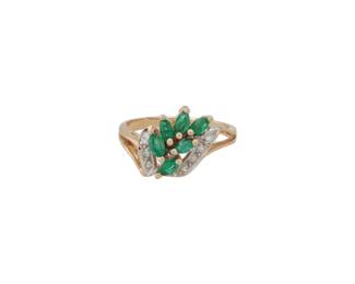 Emerald 10K Gold Cocktail Ring Sz. 4