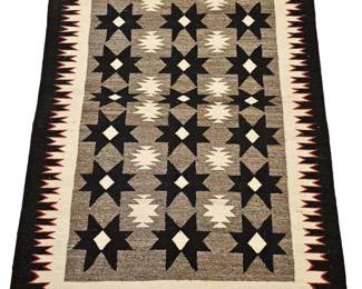 Vintage Traditional Navajo Handmade Geometric Wool Rug, 61.5x41.5"