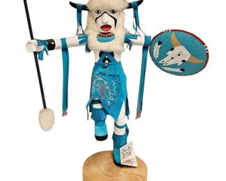 Native American Blue Buffalo Warrior Kachina Doll