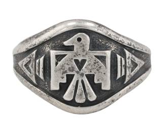 Bell Trading Post Sterling Thunderbird Ring Sz. 7.75