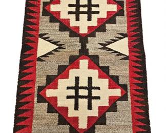 Vintage Traditional Navajo Handmade Ganado Wool Rug, 55x33"