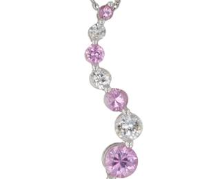 Signed P Spinel Pink Topaz 10K White Gold Necklace