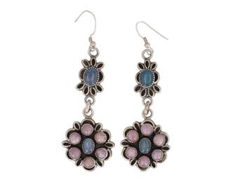 Zuni Rose Quartz Opal Sterling Dangle Earrings