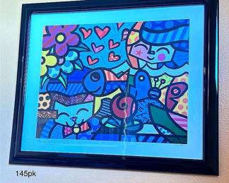 Romero Britto Signed Framed Art 