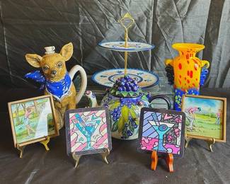 Hanukkah 2tier Stand, Britto, Glass Vase  More