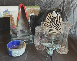 Fitz Floyd Zebra, Glass Vases  More