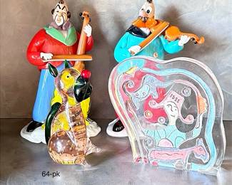 Colored Glass Clown Figurines