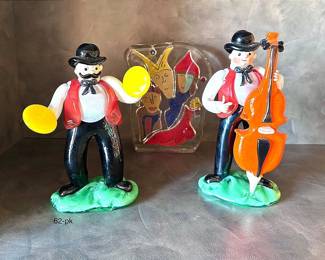Glassware Colored Clown Figurines