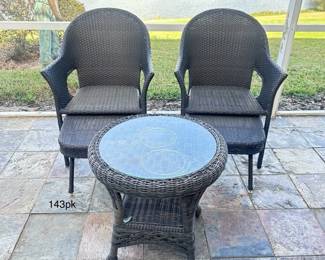 Pleaded 2 Chair with Leg Rest Table