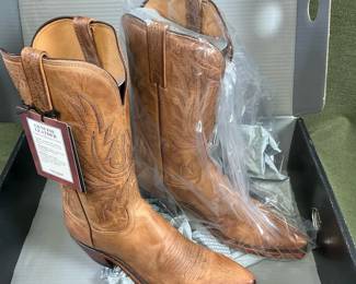 Lucchese Tan Burnished Mad Dog Goat Leather Boots 