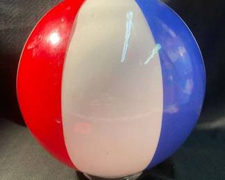 Rare MCM Barber Shop Circus Red White Blue Glass Light Globe