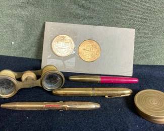 Opera Glasses, Worlds Fair Coins And Ballpoint Pens 