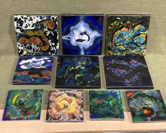 Edna Crews Art Tiles Titled Forest Floor, Sesame Roll, Volcano And More