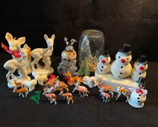 Vintage Holiday Reindeer, And Snowmen Holiday Decor