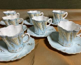 Seven Gilded Demitasse Cups Saucers