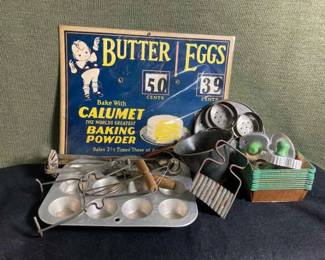Vintage Calumet Changeable Price Sign, Wooden Berry Boxes And More 