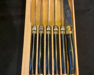 Authentic Six Laguiole de table Jean Dubost 9" steak knives.