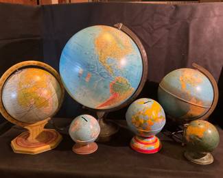 Variety of vintage globes
