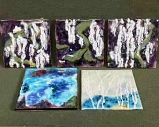 Edna Crews Art Tiles Titled White Wisteria  Other