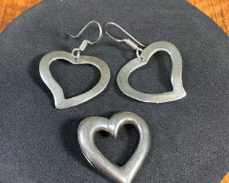 Sterling Heart Shaped Earrings A Pendant