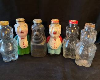 Mid Century Pig Glass Jar Piggy Banks Clear And Painted