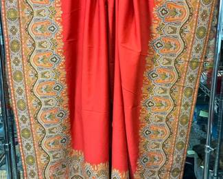 Kashmir Embroidered Piano Shawl Antique