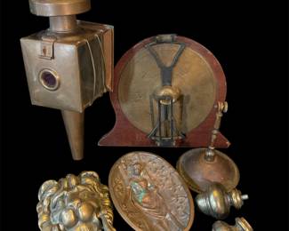 All Brass: Lion Knocker, Horse Carriage Lantern, Compass, 2 Sided Naughty Dish & More