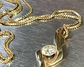 Gold Diamond Necklace  Pendant