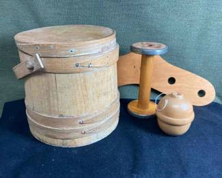 Vintage Wooden Bucket With Lid