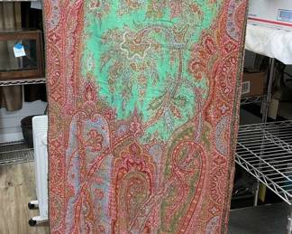 Antique Kashmir Shawl With Green Center Medallion