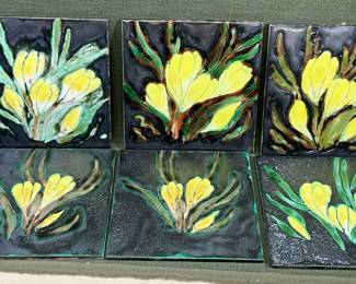 Edna Crews Art Tiles Yellow Crocus