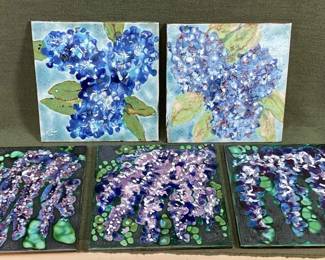 Edna Crews Art Tiles Title Hydrangea And Wisteria