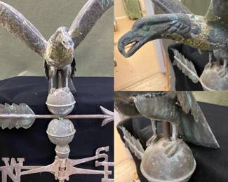 Antique Molded Full Bodied Sheet Copper Eagle Weathervane