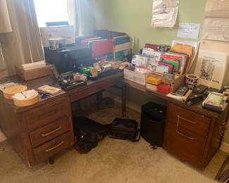 L-Shaped desk, office supplies 