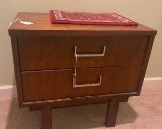 mid century two drawer side table 