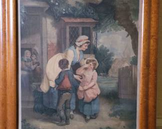 Antique Print The School Door