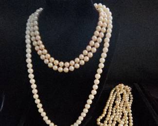 Pearl Necklaces Lot Of 3, Various Lengths