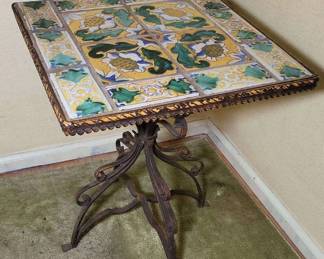Antique Tile and Iron Patio Table