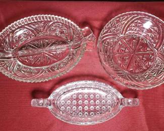 3 Crystal Candy Dishes