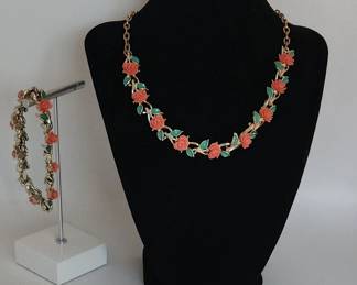 Vintage Miniature Rose Necklace And Bracelet