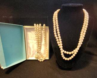 2 Vintage Double Strand Pearl Necklaces