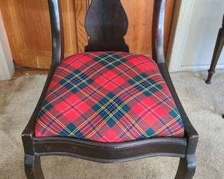 Wooden Chair With Patterned Cushion Seat