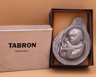 Vintage 1960s Pewter Tabron Medical  Fetus Paperweight