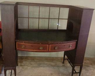 Antique Office Desk with Windowpane Divider