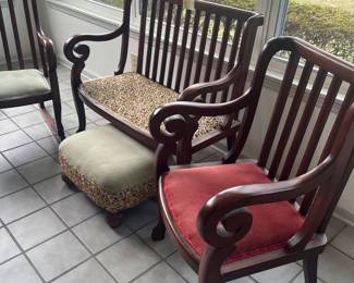 4-piece Mahagony Settee and chairs 